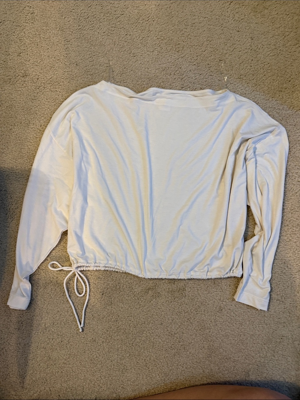 Athleta White Long Sleeve Drawstring Hem Top